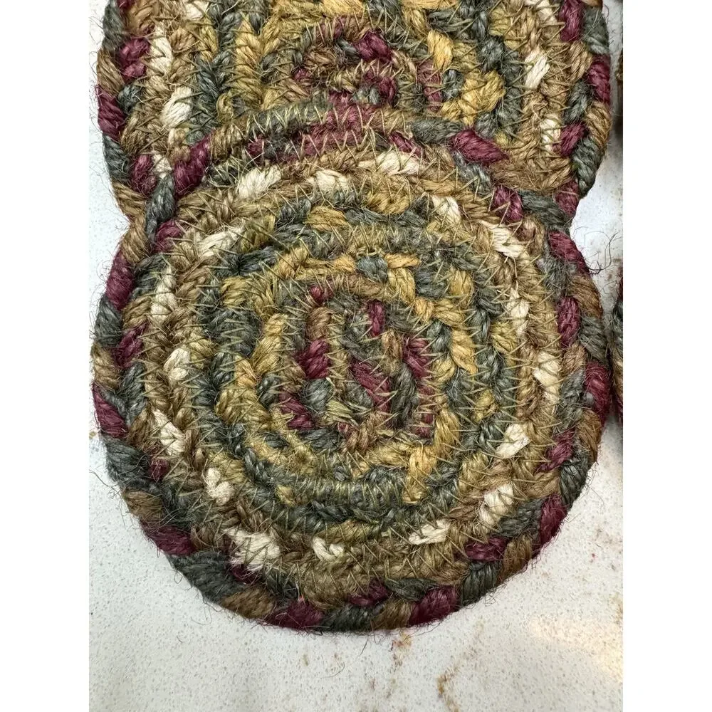 Tea Cabin Jute Coaster Set of 6 Primitive Country Rustic Cabin VHC Brands New